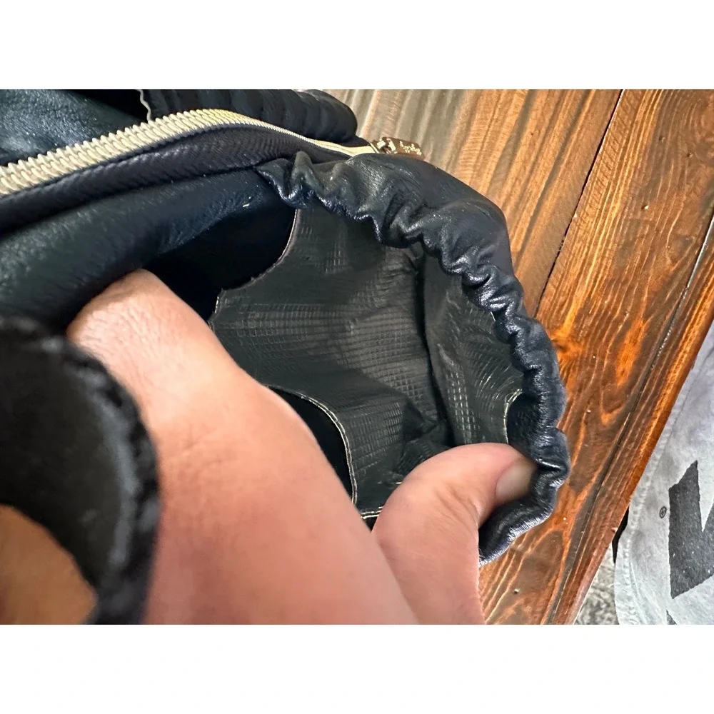 Itzy Ritzy Boss Backpack Diaper Bag Black Vegan Leather Gold Hardware Quilted